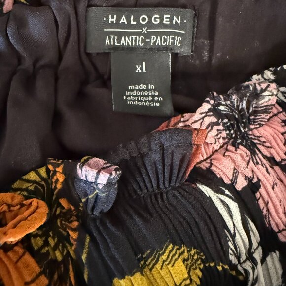 Halogen x Atlantic Pacific Crinkle Pleat Midi Skirt Women's Size XL - Picture 2 of 5